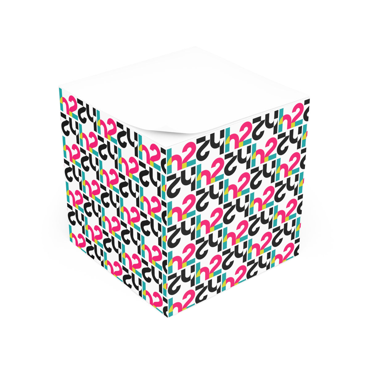 Retro Geometric Note Cube — Colorful Pattern Sticky Memo Cube