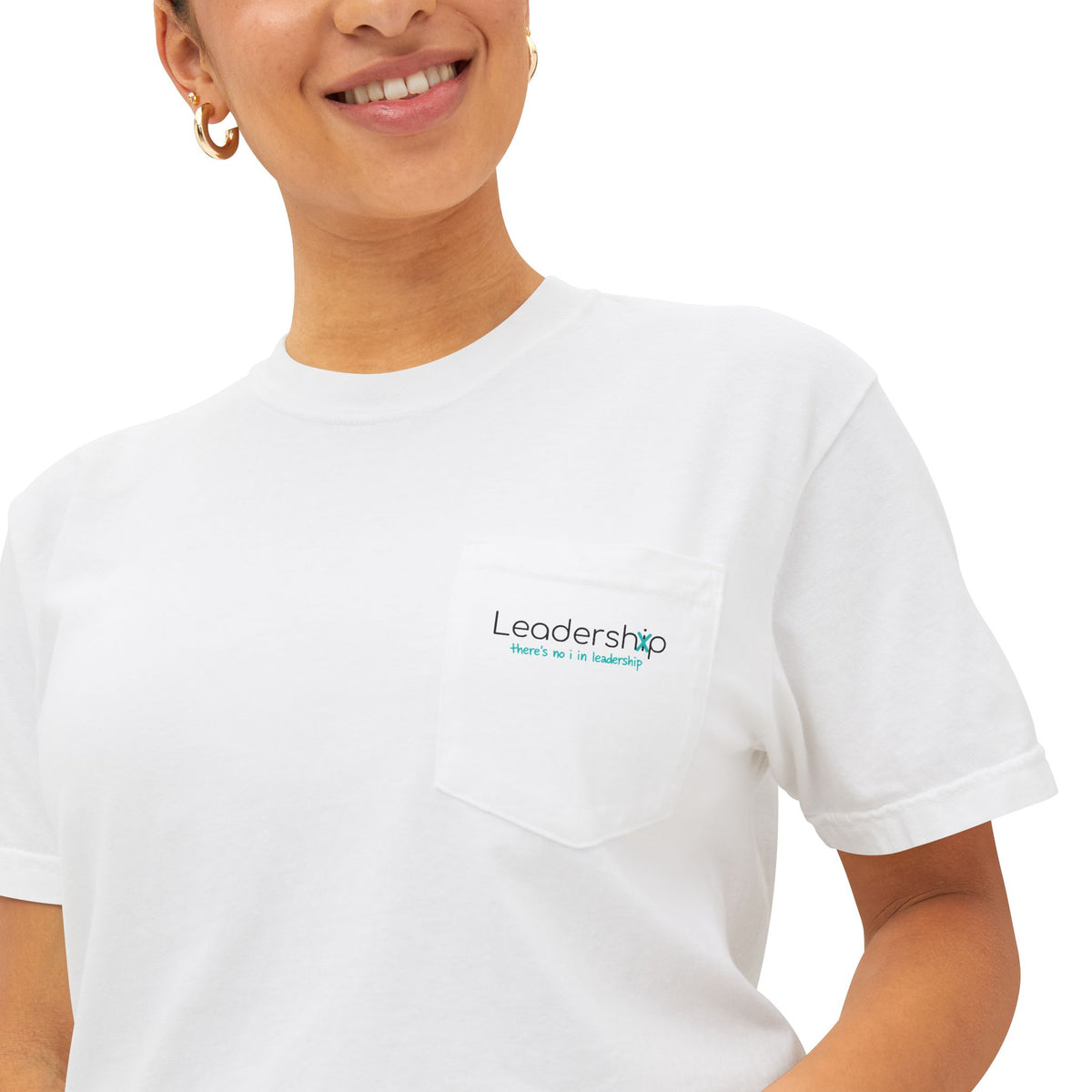 Pocket Tee — Minimal White Garment-Dyed Pocket T-Shirt with Subtle Chest Print