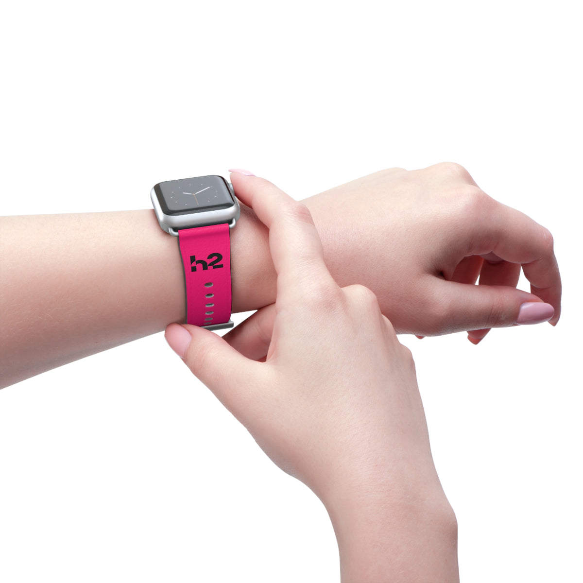 Hot Pink Silicone Watch Band — 'h2' Logo Smartwatch Strap