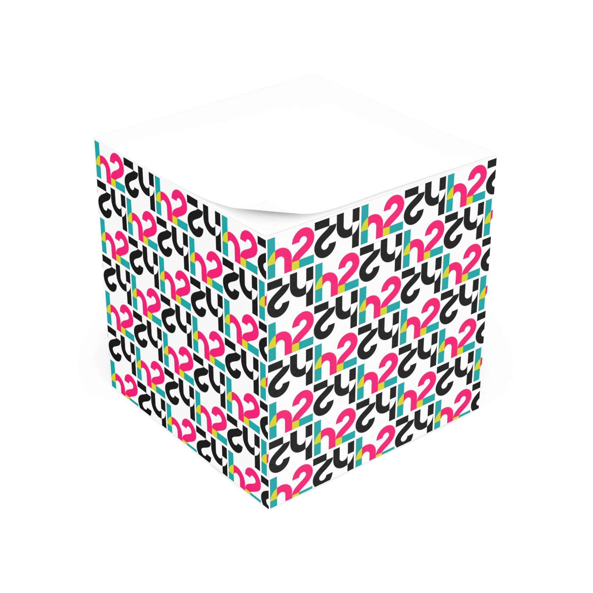 Retro Geometric Note Cube — Colorful Pattern Sticky Memo Cube