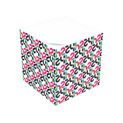 Retro Geometric Note Cube — Colorful Pattern Sticky Memo Cube