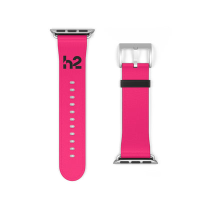 Hot Pink Silicone Watch Band — 'h2' Logo Smartwatch Strap