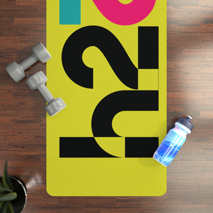 Yoga Mat — Neon Geometric 'R2' Design Rubber Fitness Mat