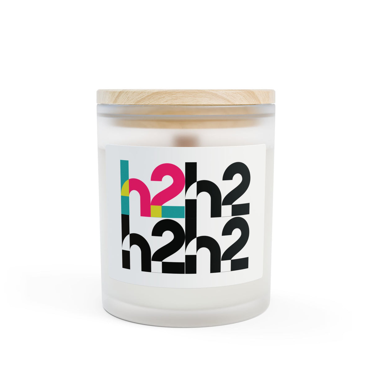 Frosted Glass Candle — Modern H2 Pattern Scented Candle (11 oz)