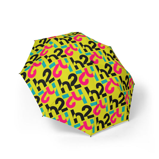 Foldable Umbrella — Bright Retro Typographic Pattern, Compact Semi-Automatic Travel Umbrella