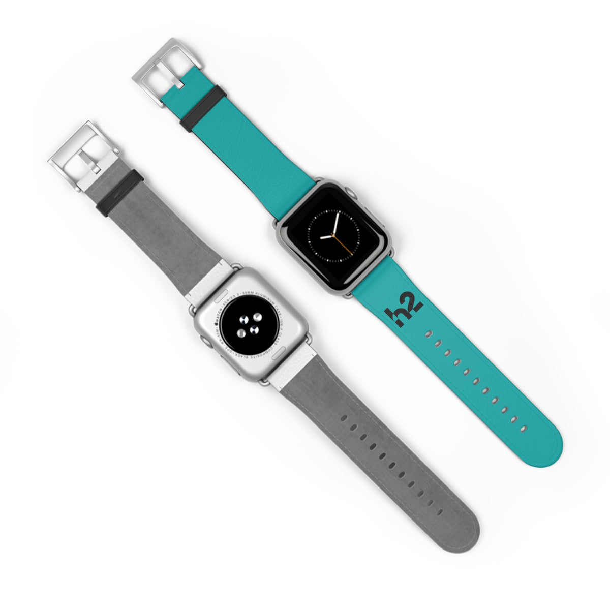 Turquoise Silicone Watch Band with 'h2' Accent — Comfortable Replacement Strap for Smartwatches