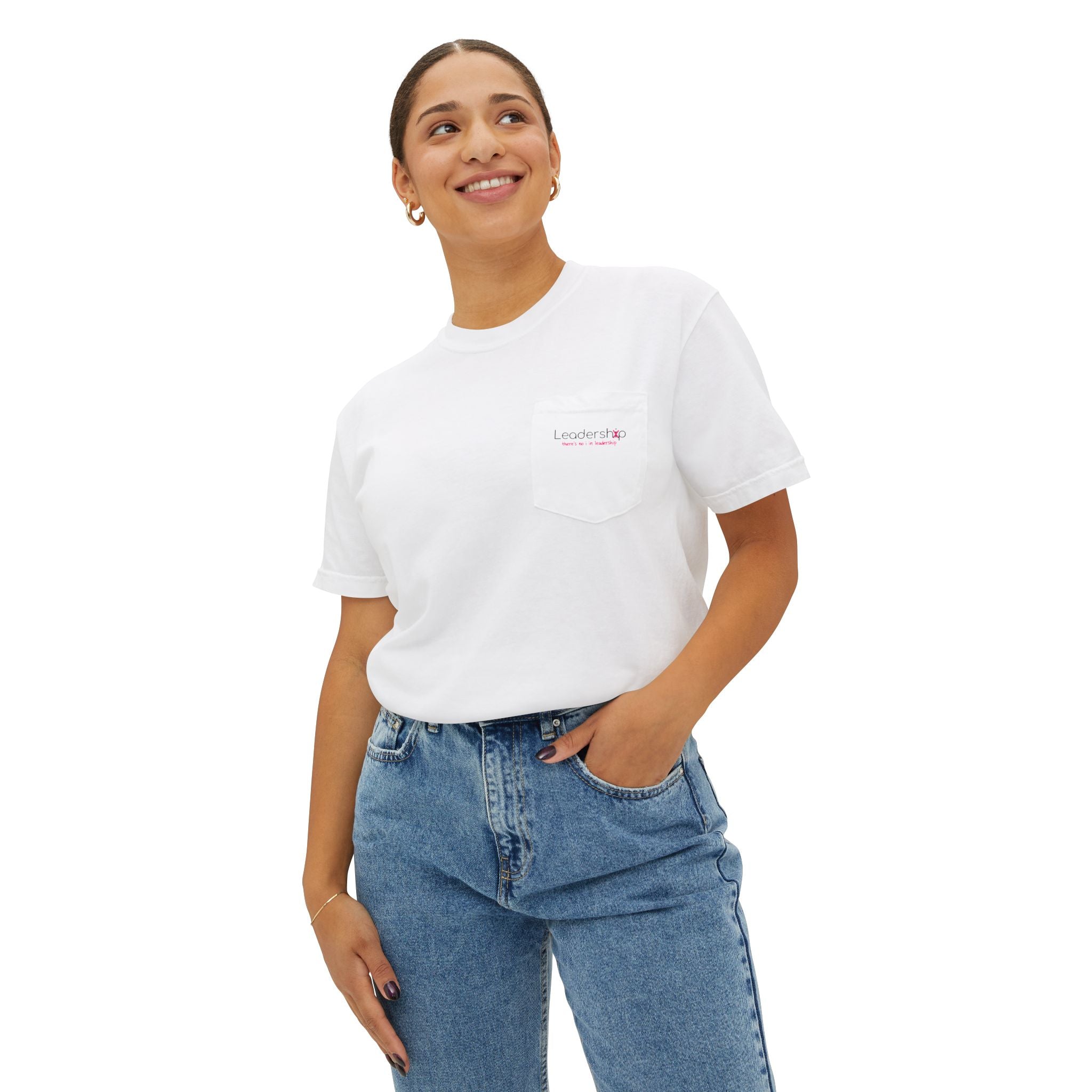 White Pocket T‑Shirt with Subtle Script Logo — Minimal Casual Tee