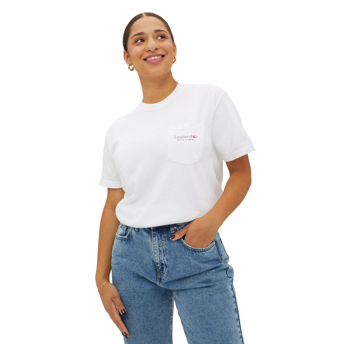 White Pocket T‑Shirt with Subtle Script Logo — Minimal Casual Tee
