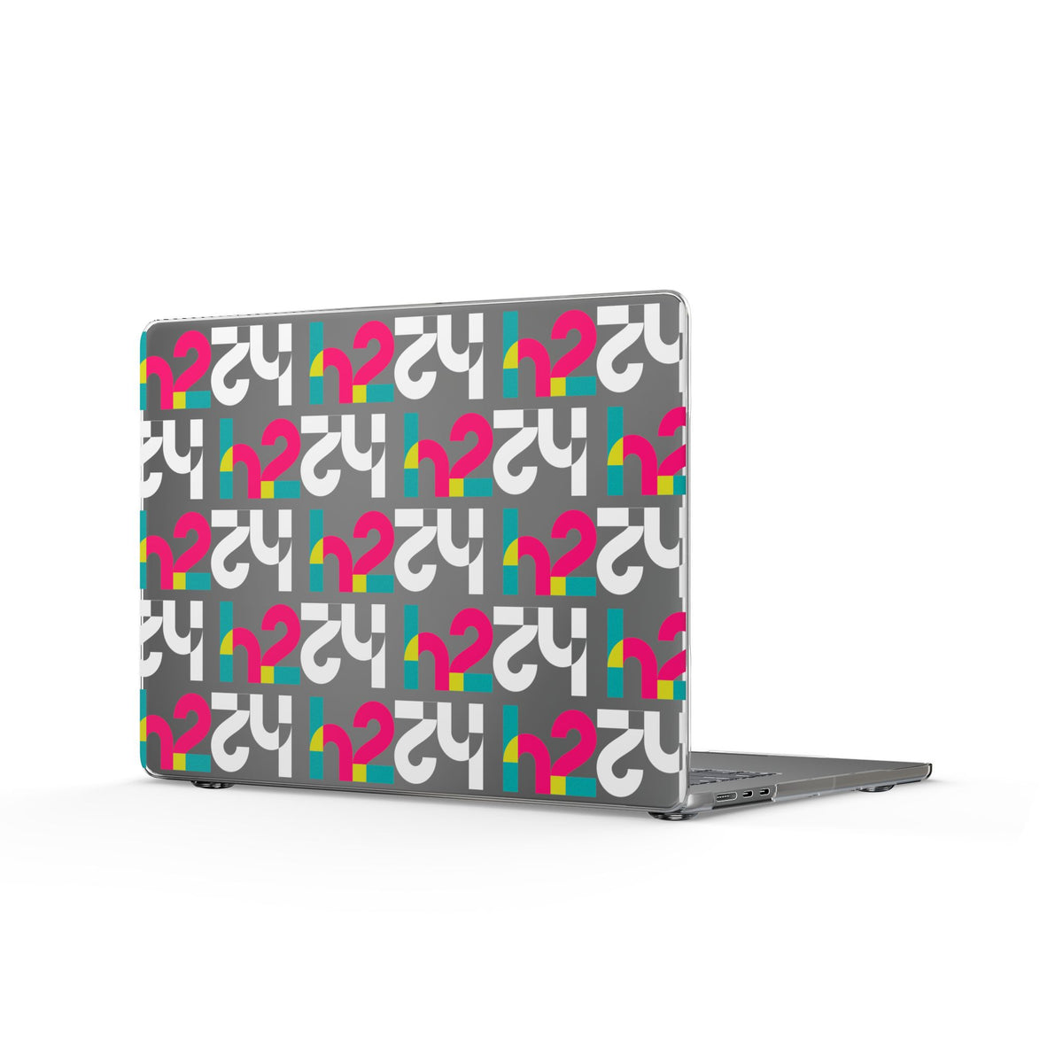 Clear MacBook Case — Retro Geometric Pattern with Colorful Question Marks