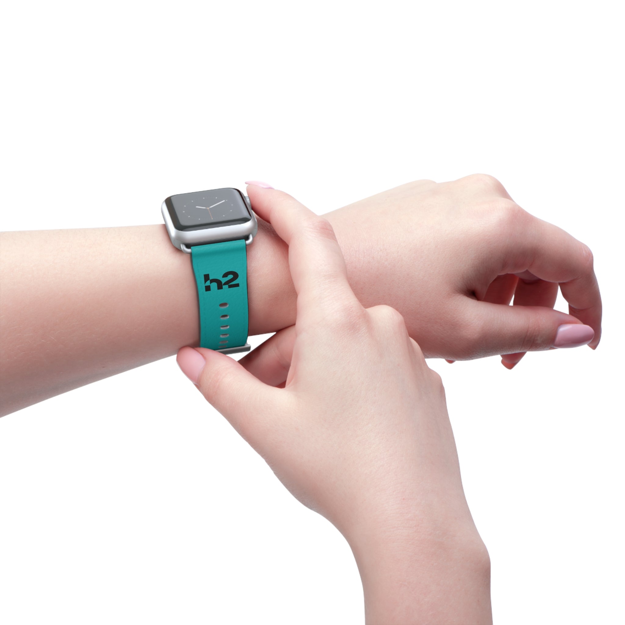 Turquoise Silicone Watch Band with 'h2' Accent — Comfortable Replacement Strap for Smartwatches