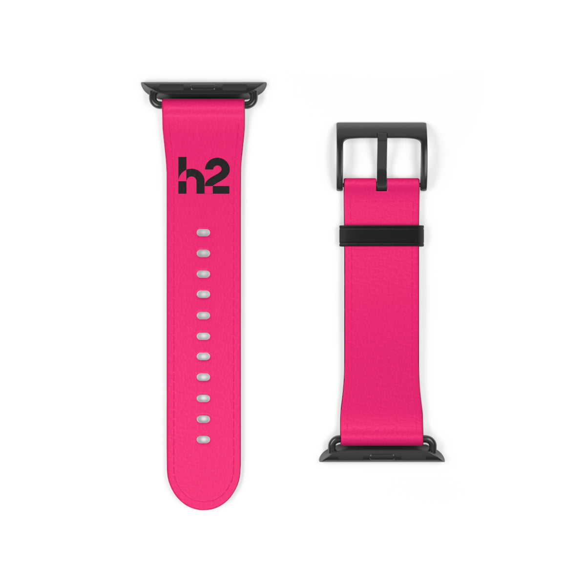 Hot Pink Silicone Watch Band — 'h2' Logo Smartwatch Strap