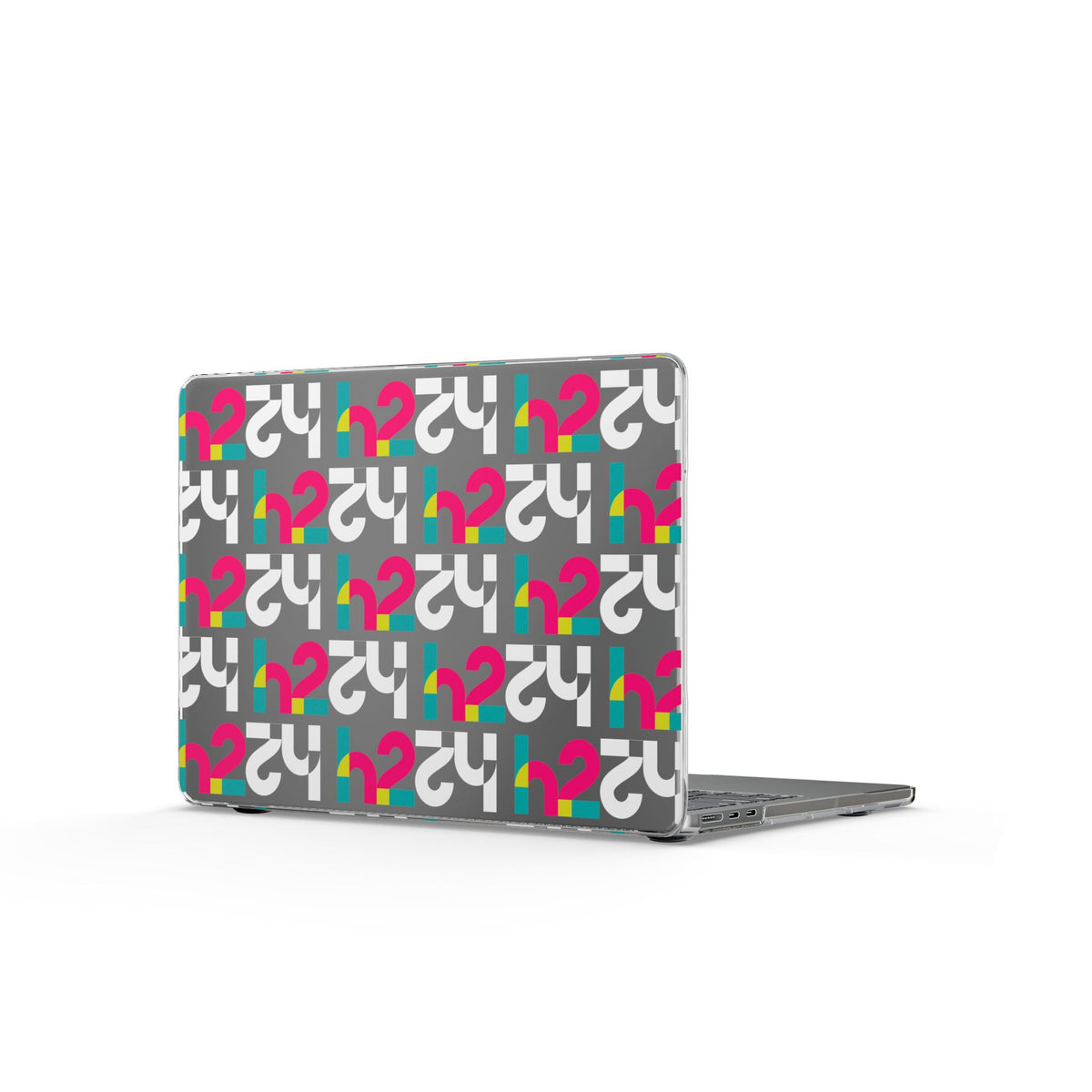 Clear MacBook Case — Retro Geometric Pattern with Colorful Question Marks