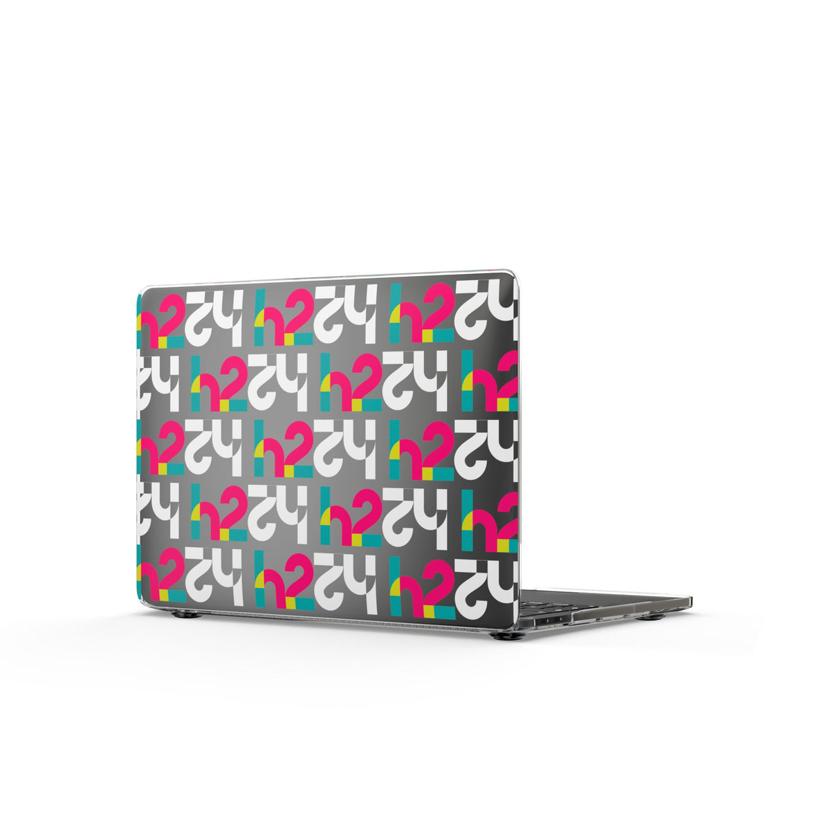Clear MacBook Case — Retro Geometric Pattern with Colorful Question Marks