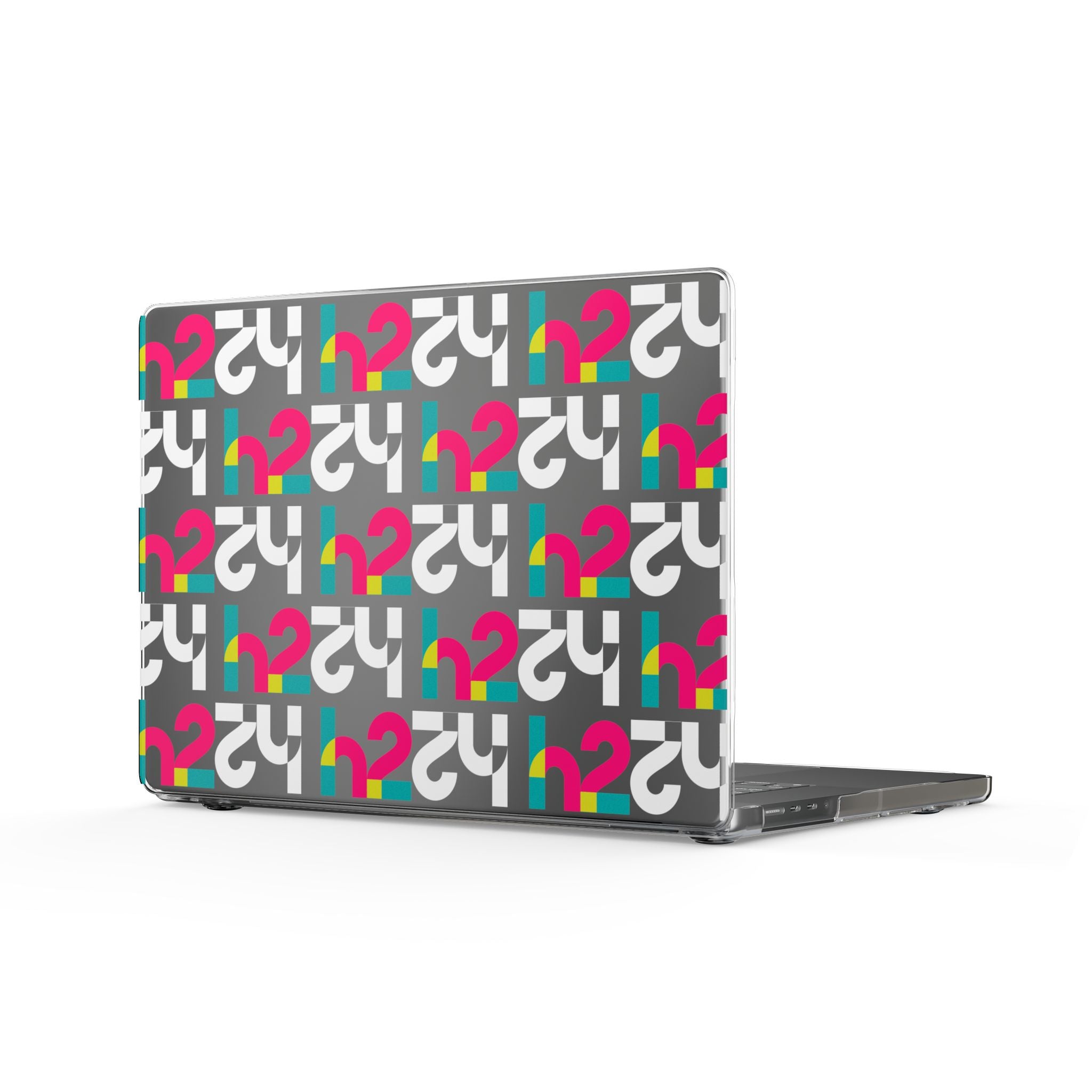 Clear MacBook Case — Retro Geometric Pattern with Colorful Question Marks