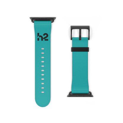 Turquoise Silicone Watch Band with 'h2' Accent — Comfortable Replacement Strap for Smartwatches