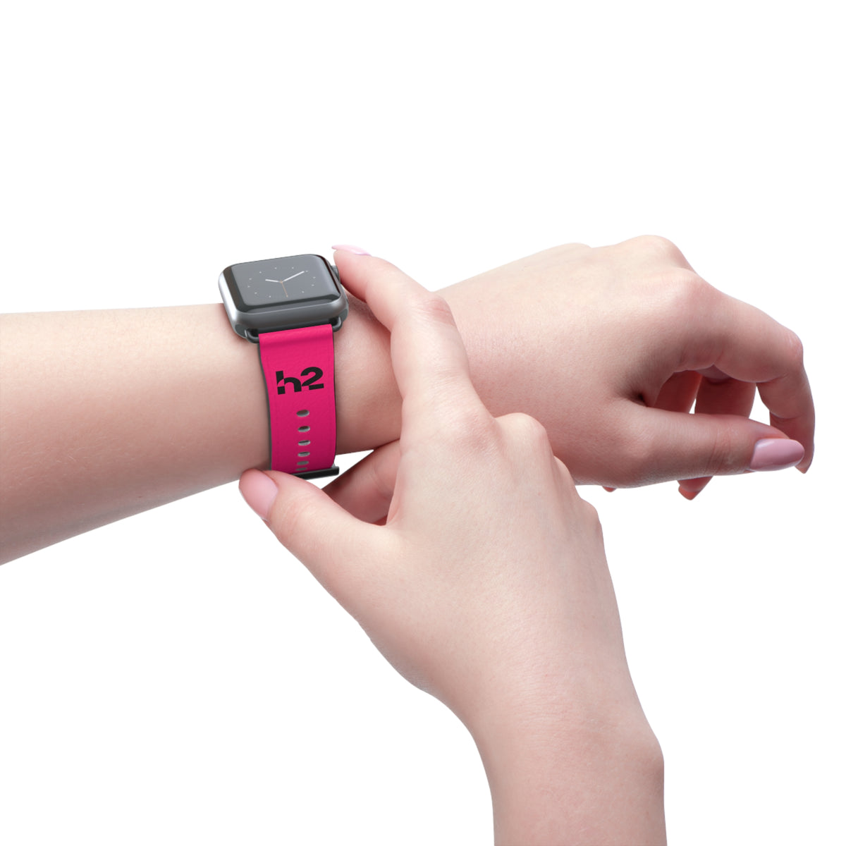 Hot Pink Silicone Watch Band — 'h2' Logo Smartwatch Strap