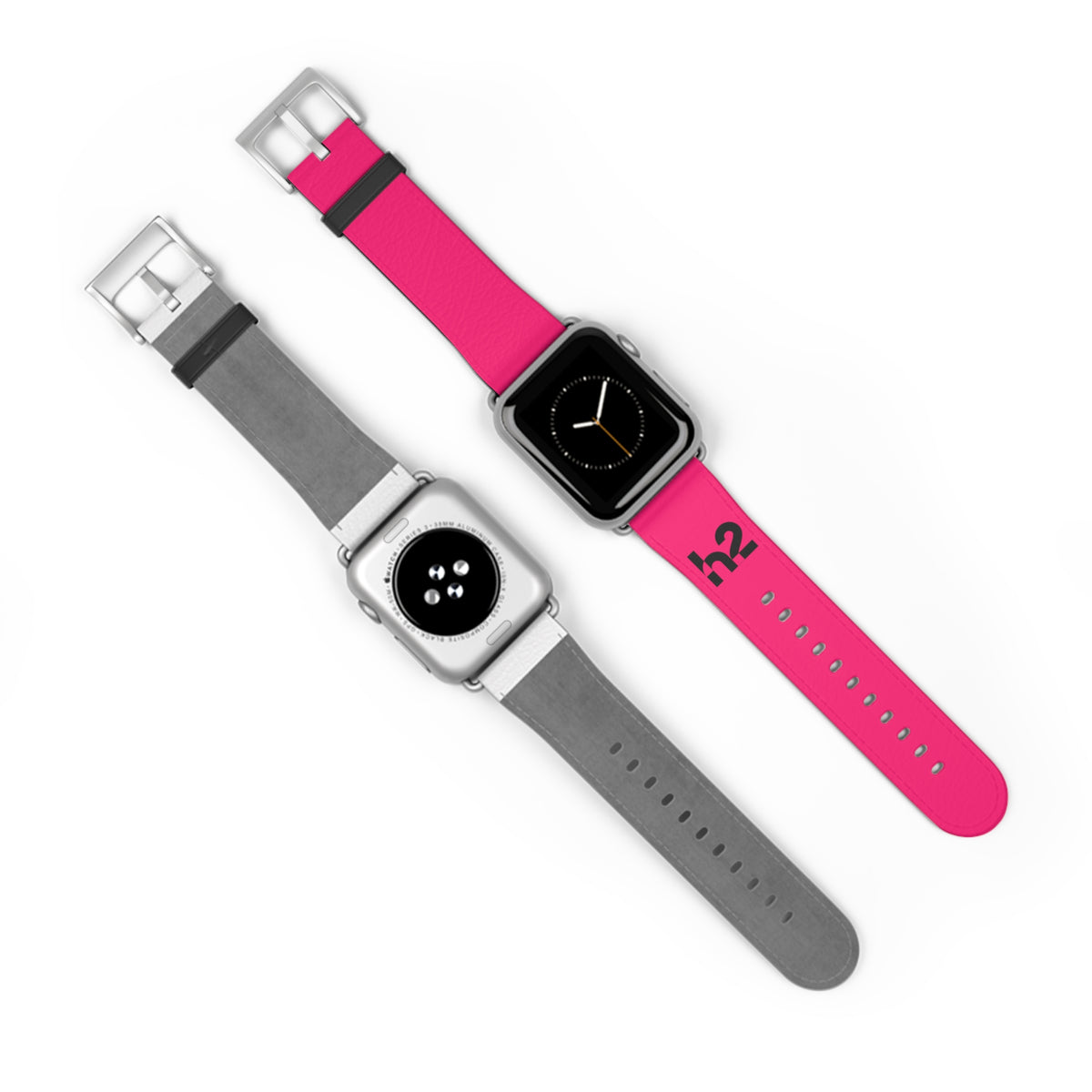 Hot Pink Silicone Watch Band — 'h2' Logo Smartwatch Strap