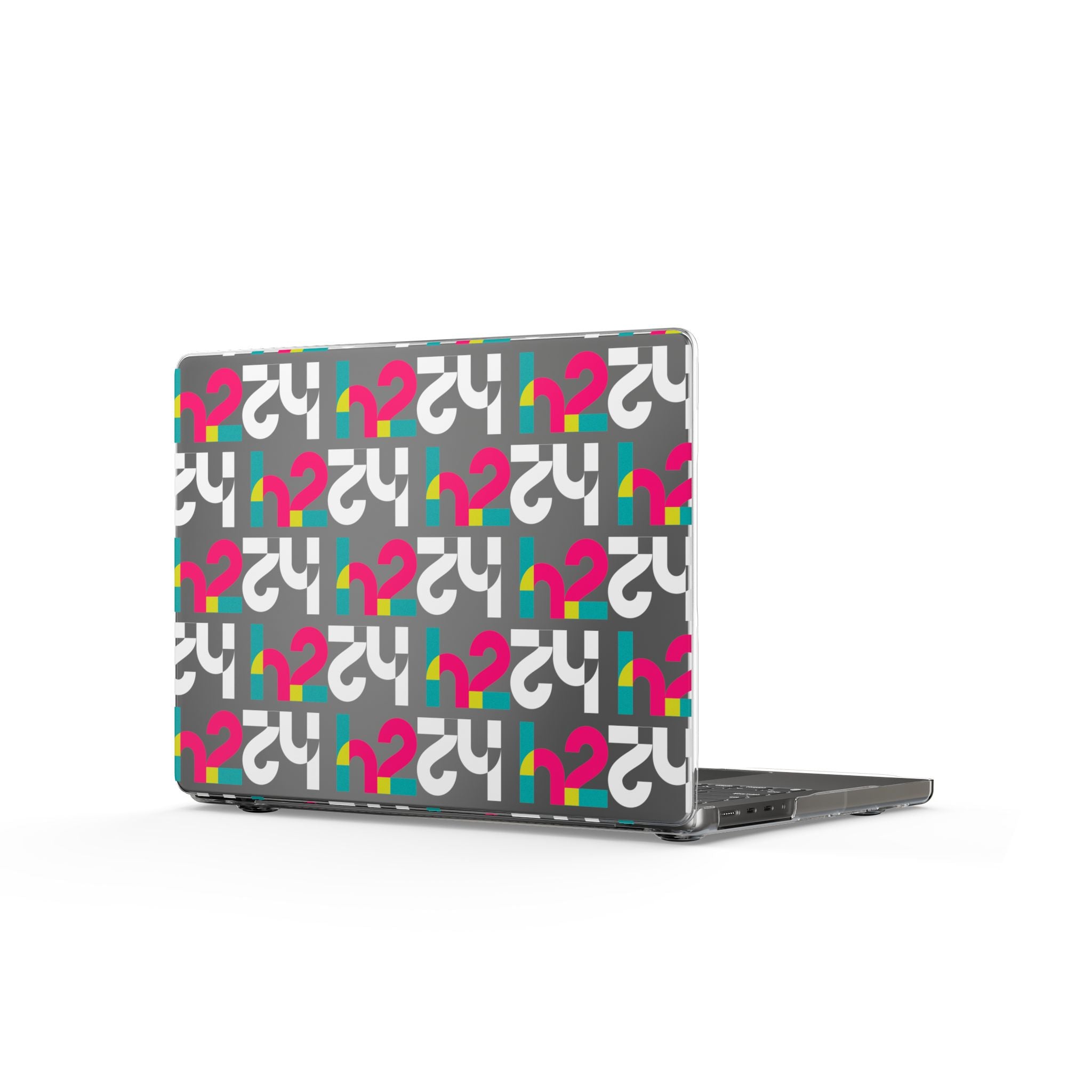Clear MacBook Case — Retro Geometric Pattern with Colorful Question Marks
