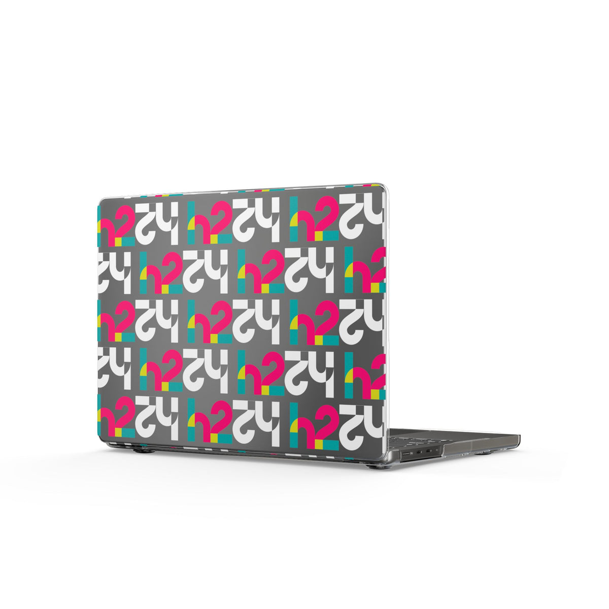 Clear MacBook Case — Retro Geometric Pattern with Colorful Question Marks