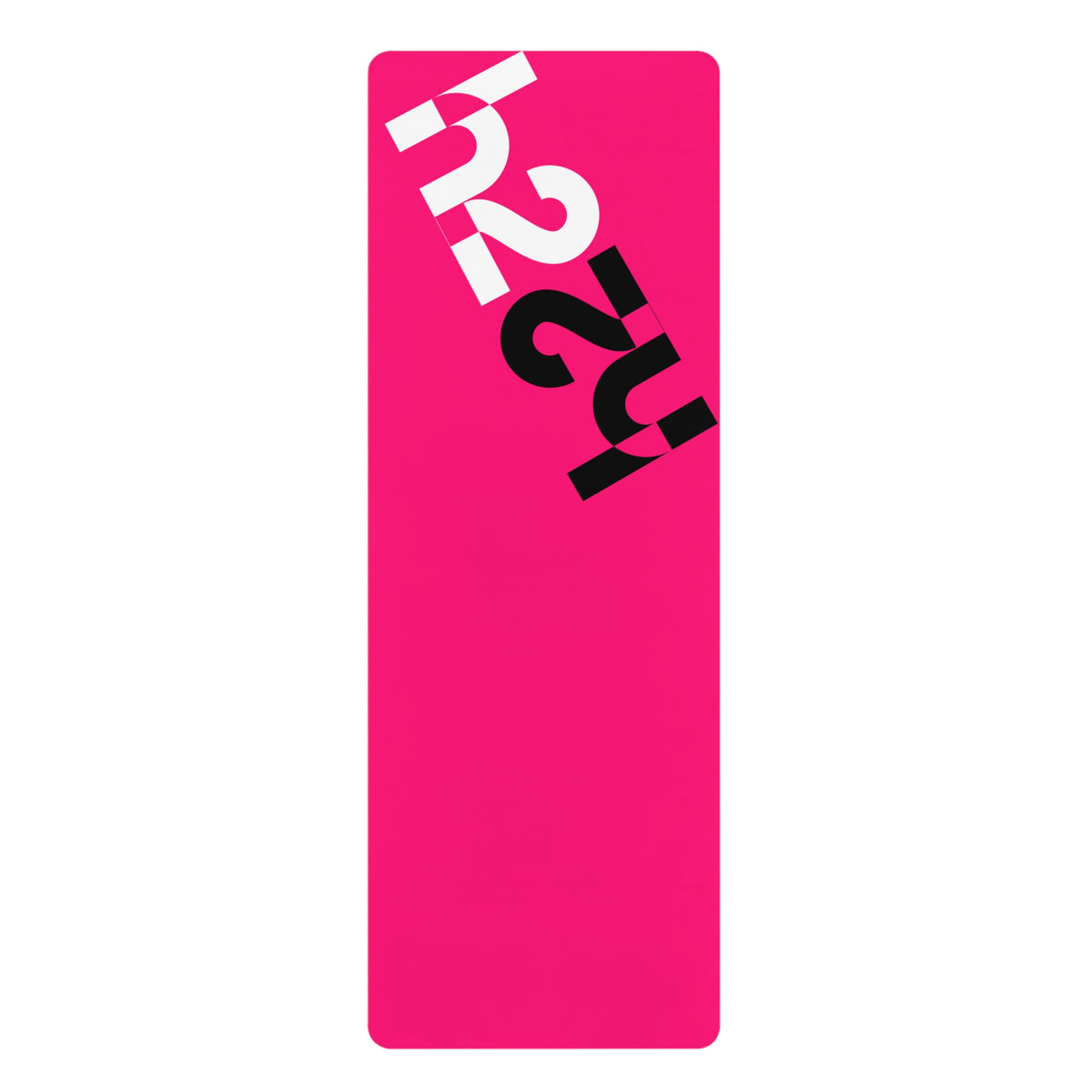 Hot Pink Rubber Yoga Mat — Bold Number Graphic, Non‑Slip Exercise Mat
