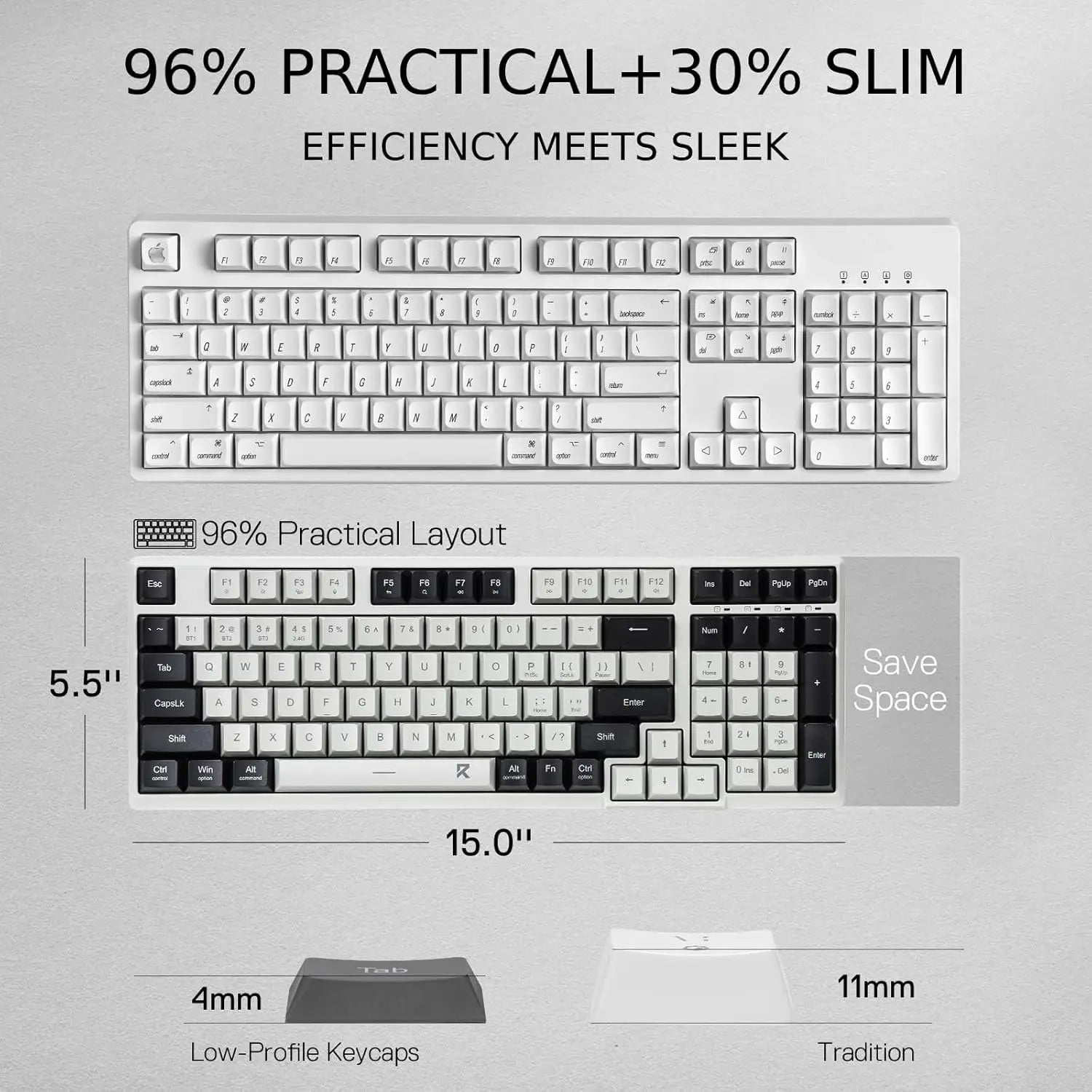 2.4G BT Wireless Computer 98 Keys Slim