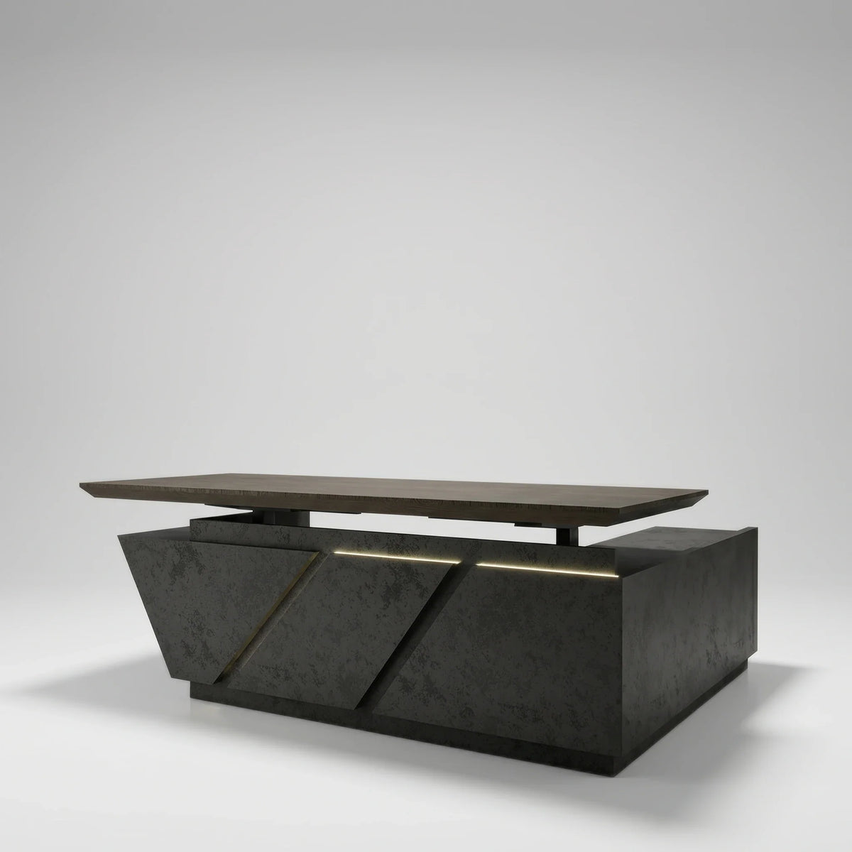 Maverick · Standing L-Shaped Executive Desk, Adjustable Height