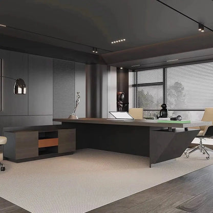 Maverick · Standing L-Shaped Executive Desk, Adjustable Height